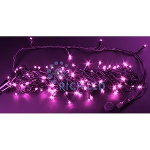 Изображение товара Гирлянда светодиодная розовая постоянного свечения 24B, LED, провод черный, IP54 Rich LED RL-S10C-24V-B/P