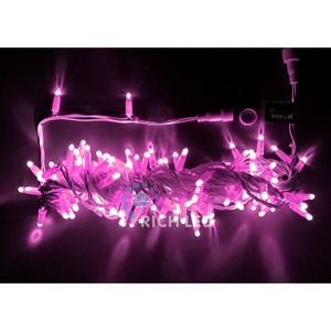 Изображение товара Гирлянда светодиодная розовая постоянного свечения 24B, LED, провод белый, IP65 Rich LED RL-S10C-24V-CW/P