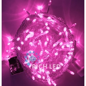 Изображение товара Гирлянда светодиодная розовая постоянного свечения 24B, LED, провод прозрачный, IP54 Rich LED RL-S10C-24V-T/P