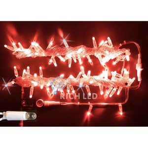 Изображение товара Гирлянда светодиодная красная с мерцанием 220B, LED, провод прозрачный, IP65 Rich LED RL-S10CF-220V-CT/R