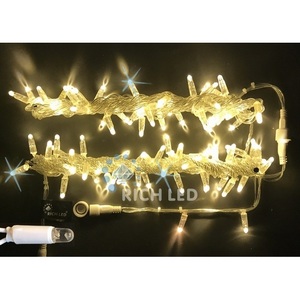 Изображение товара Гирлянда светодиодная белая с мерцанием 220B, LED, провод прозрачный, IP65 Rich LED RL-S10CF-220V-CT/WW