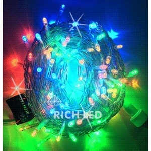 Изображение товара Гирлянда светодиодная разноцветная с мерцанием 220B, LED, провод белый, IP65 Rich LED RL-S10CF-220V-CW/RGP