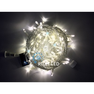 Изображение товара Гирлянда светодиодная белая с мерцанием 220B, LED, провод прозрачный, IP54 Rich LED RL-S10CF-220V-T/WW