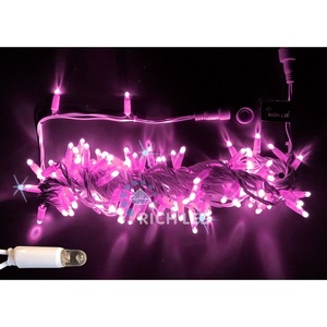 Изображение товара Гирлянда светодиодная розовая с мерцанием 24B, LED, провод белый, IP65 Rich LED RL-S10CF-24V-CW/P