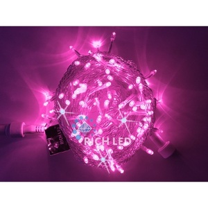 Изображение товара Гирлянда светодиодная розовая с мерцанием 24B, LED, провод прозрачный, IP54 Rich LED RL-S10CF-24V-T/P