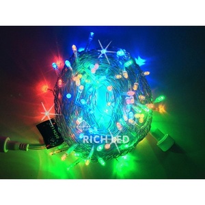 Изображение товара Гирлянда светодиодная разноцветная с мерцанием 24B, LED, провод прозрачный, IP54 Rich LED RL-S10CF-24V-T/RGP