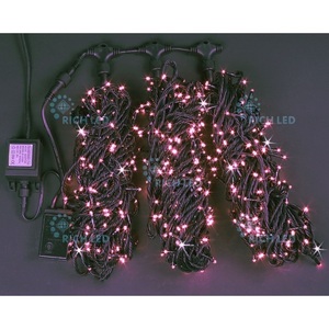 Изображение товара Гирлянда светодиодная розовая с мерцанием 24B, LED, провод черный, IP54 Rich LED RL-S3*20F-B/P