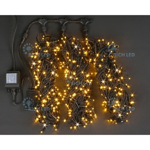 Изображение товара Гирлянда светодиодная желтая с мерцанием 24B, LED, провод черный, IP54 Rich LED RL-S3*20F-B/Y