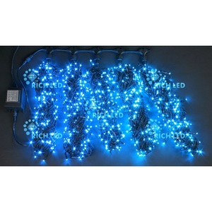 Изображение товара Гирлянда светодиодная синяя постоянного свечения 24B, LED, провод черный, IP54 Rich LED RL-S5*20-B/B
