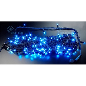 Изображение товара Гирлянда светодиодная синяя режимов свечения 220B, LED, провод черный, IP54 Rich LED RL-T20C2-B/B