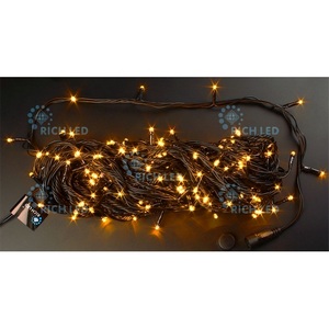 Изображение товара Гирлянда светодиодная желтая режимов свечения 220B, LED, провод черный, IP54 Rich LED RL-T20C2-B/Y