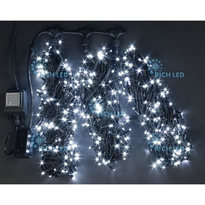 Изображение товара Гирлянда светодиодная белая режимов свечения 24B, LED, провод черный, IP54 Rich LED RL-T3*20N2-B/W