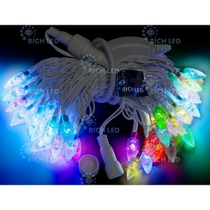 Изображение товара Гирлянда светодиодная разноцветная Шишки 220B, LED, провод белый, IP54 Rich LED RL-T7.5-50C-2/W/RGB