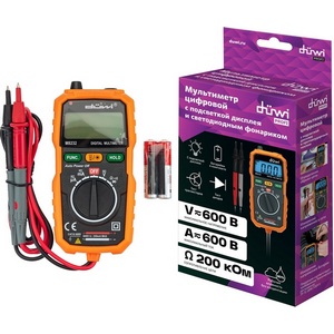 Изображение товара Мультиметр цифровой с подсветкой фонариком и противоударным чехлом duwi 26045 5