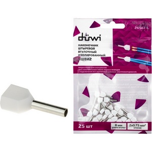 Изображение товара Наконечник-гильза двойной с изолированным фланцем 25 шт. duwi 26587 4