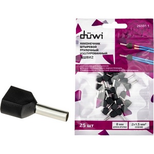 Изображение товара Наконечник-гильза двойной с изолированным фланцем 25 шт. duwi 26591 1