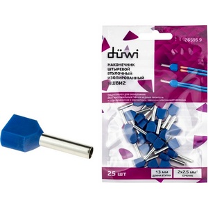 Изображение товара Наконечник-гильза двойной с изолированным фланцем 25 шт. duwi 26595 9