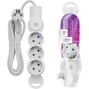 Изображение товара Удлинитель 3-х местный 3 метра с заземлением и шторкой duwi 32008 3