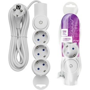 Изображение товара Удлинитель 3-х местный 5 метров с заземлением и шторкой duwi 32009 0