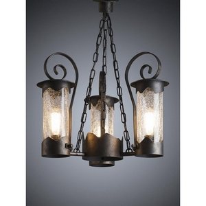 Изображение товара Кованый уличный светильник под старину подвесной в виде керосиновой лампы Русские фонари Lion 210-93/bc-06