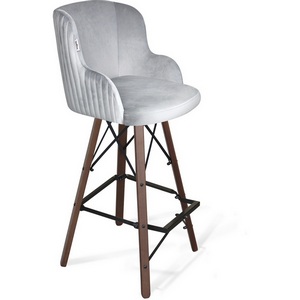 Изображение товара Стул барный Sheffilton SHT-ST39-1/S80 серое облако/темный орех/черный муар