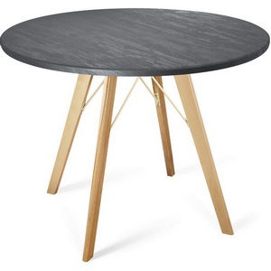 Изображение товара Стол Sheffilton SHT-TU9/TT 90 МДФ прозрачный лак/каменный уголь (круглая столешница, 4 ножки)