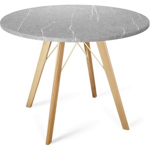 Изображение товара Стол Sheffilton SHT-TU9/TT 90 МДФ прозрачный лак/серый мрамор (круглая столешница, 4 ножки)