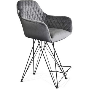 Изображение товара Стул полубарный Sheffilton SHT-ST38/S66-1 угольно-серый/черный муар