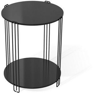 Изображение товара Столик кофейный с полкой Sheffilton SHT-CT34 черный муар/черный глянец Sheffilton (круглая столешница, О-образная опора)