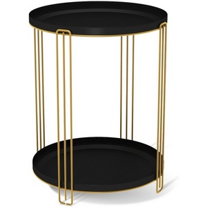 Изображение товара Столик журнальный с полкой Sheffilton SHT-CT31 золото/черный муар Sheffilton (круглая столешница, О-образная опора)
