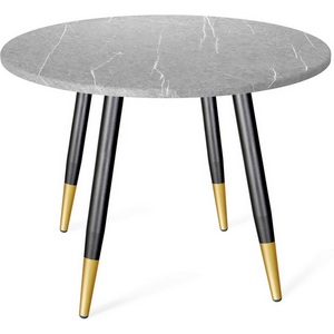 Изображение товара Стол Sheffilton SHT-TU14/TT 90 МДФ черный муар/золото/серый мрамор (круглая столешница, 4 ножки)