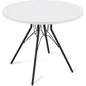 Изображение товара Стол SHT-TU34-P/80 МДФ черный муар/белоснежная шагрень Sheffilton SHT-TU34-P 3453803801 (круглая столешница, 4 ножки)