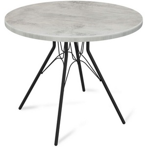 Изображение товара Стол SHT-TU34-P/80 МДФ черный муар/бетон светлый Sheffilton (круглая столешница, 4 ножки)