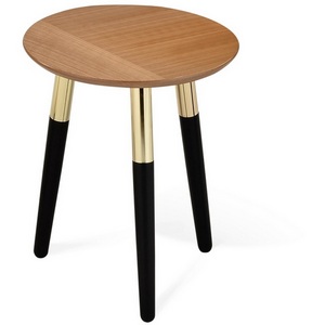 Изображение товара Столик журнальный дуб весенний/черное дерево/латунь Sheffilton SHT-CT17 3540369201 (круглая столешница, 3 ножки)