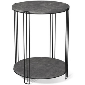 Изображение товара Столик кофейный с полкой Sheffilton SHT-CT33 черный муар/мокрый асфальт Sheffilton (круглая столешница, О-образная опора)