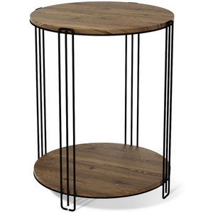 Изображение товара Столик кофейный с полкой Sheffilton SHT-CT33 черный муар/светлый орех Sheffilton (круглая столешница, О-образная опора)