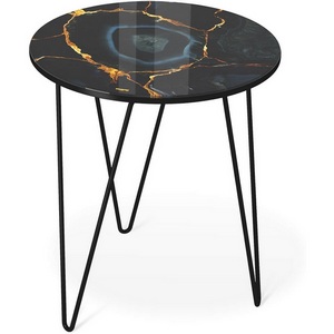 Изображение товара Столик журнальный Sheffilton SHT-CT27 титановый кварц/черный муар (круглая столешница, 3 ножки)