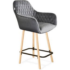 Изображение товара Стул полубарный Sheffilton SHT-ST34/S94-1 угольно-серый/прозрачный лак/черный муар