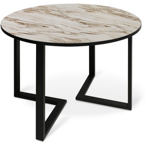 Изображение товара Стол на 4 персоны SHT-T41/100-140 cтоун/черный Sheffilton SHT-T41 4153492502 (круглая столешница, I I-образная опора)