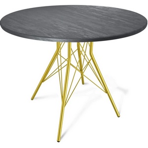 Изображение товара Стол Sheffilton SHT-TU2-1/ТТ 90 МДФ золото/каменный уголь (круглая столешница, 4 ножки)