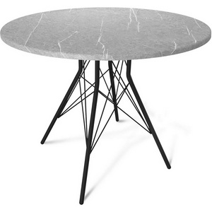Изображение товара Стол Sheffilton SHT-TU2-1/ТТ 90 МДФ черный муар/серый мрамор (круглая столешница, 4 ножки)