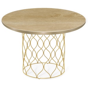 Изображение товара Столик журнальный Sheffilton SHT-TU49/ЛДСП 60 золото/дуб песочный Sheffilton (круглая столешница, О-образная опора)