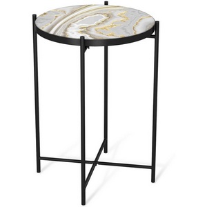 Изображение товара Столик журнальный Sheffilton SHT-CT8-3 золотистый пепел/черный муар Sheffilton (круглая столешница, X-образная опора)