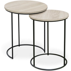 Изображение товара Столик журнальный дуб беленый/черный муар Sheffilton SHT-CT7 5478988801 (круглая столешница, О-образная опора)