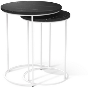 Изображение товара Столик журнальный пьетра черный/белый муар Sheffilton SHT-CT7 5478988802 (круглая столешница, О-образная опора)