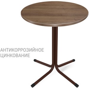 Изображение товара Стол Sheffilton SHT-TU7-1/70 МДФ коричн.муар(цинк)/черный/орех светлый Sheffilton (круглая столешница, 4 ножки)