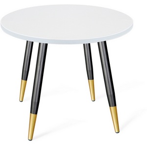 Изображение товара Стол SHT-TU14/МДФ белоснежная шагрень/чёрный муар/золото Sheffilton SHT-TU14 6328796106 (круглая столешница, 4 ножки)