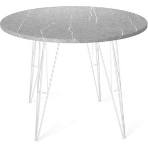 Изображение товара Стол Sheffilton SHT-TU10/TT 90 МДФ белый муар/серый мрамор (круглая столешница, 4 ножки)