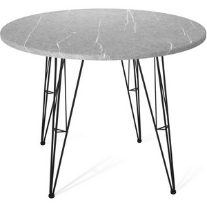 Изображение товара Стол Sheffilton SHT-TU10/TT 90 МДФ черный муар/серый мрамор (круглая столешница, 4 ножки)