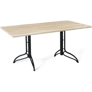 Изображение товара Стол SHT-TU20/120/80 МДФ черный муар/дуб сонома светлый Sheffilton (прямоугольная столешница, 2 ножки)
